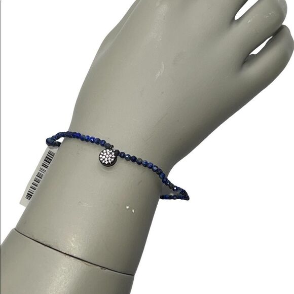 Kesi Jewels Macy's HE40 Blue Lapis Pave Crystal Circle Charm Bead Bracelet NWT - Picture 2 of 4
